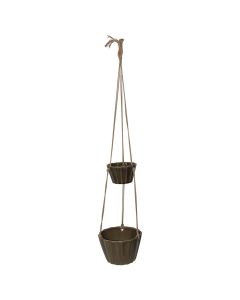 Flower pot set of 2 pieces, ceramic, brown, Ø14.5xH9 cm; Ø22 xH13.5 cm