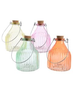 Garden decoration, glass, pink/purple/blu/orange, Ø9 xH12.5 cm