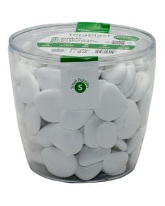 Decoration pebbles in plastic pot, RE-PEBBLES, plastic, white, 30x30 cm