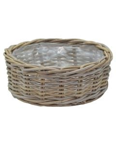 Round flower pot, rattan stripe, natural, Ø37 xH14cm