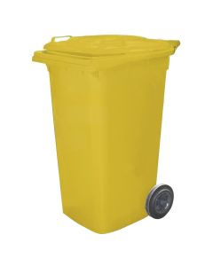 Garbage bin, 240 lt, plastic, yellow, 72x58xH106 cm
