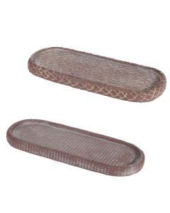 Flower pot saucer, oval, cement, brown, 27.5x11xH2 cm