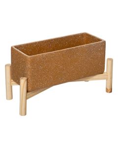 Flower pot, wood structure, ciment, light brown, 35x14xH14 cm