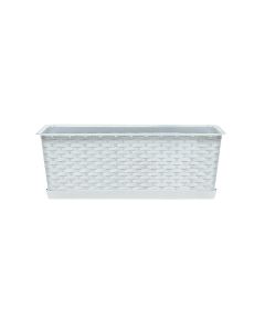 Flower pot, rectangular, Rotolla case P, plastic, white, saucer included, 39.1x17.3xH15 cm, 6.3 lt