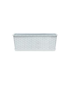Flower pot, rectangular, Rotolla case P, plastic, white, saucer included, 78.3x17.3xH15 cm, 13.5 lt