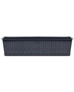 Flower pot, rectangular, Rotolla case P, plastic, anthracite, saucer included, 78.3x17.3xH15 cm, 13.5 lt