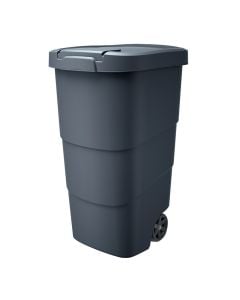 Garbage bin, Wheeler, plastic, anthracite, with lid, with wheels, 58.3x39.4xH78.3 cm, 90 lt
