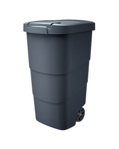 Garbage bin, Wheeler, plastic, anthracite, with lid, with wheels, 54x49.6xH76.2 cm, 95 lt