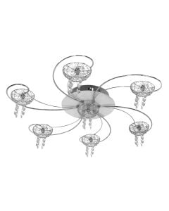 Ceiling lamp G4-7x20W/ 75x75xH16cm iron + crystal glass & remote control