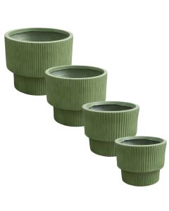 Flower pot, set 4 pieces, fibreclay, green, 24x24x20cm; 30x30x24 cm; 37x37x30 cm; 45x45x37 cm