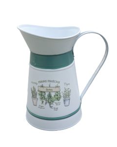 Watering can, metal, white, 14x12 cm