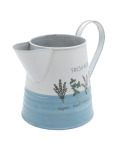 Watering can, metal, white/green, 13.5x15 cm