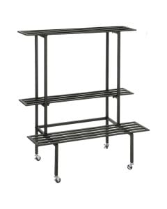 Flower pot holder, Greenrax, with 3 shelves, metal, black, 90x44xH102 cm