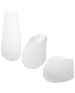 Flower pot, acrylic, white, 59x43x100 cm; 65x46xH66 cm; 60x40xH50 cm