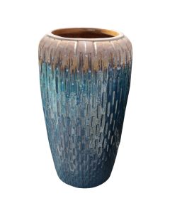 Flower pot, ceramic, green/brown, Ø45xH77 cm