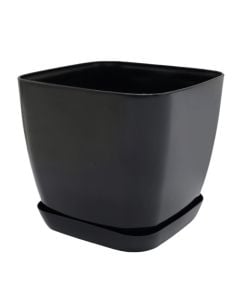 Flower pot, square, plastic, black, 21x21xH19.5 cm