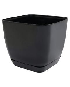 Flower pot, square, plastic, black, 26.5x26.5xH24.5 cm