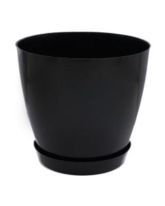 Flower pot, round, plastic, black, Ø22xH21 cm