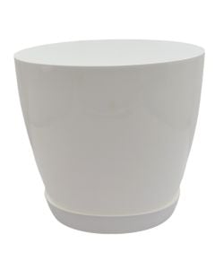 Flower pot, round, plastic, white, Ø28xH26 cm