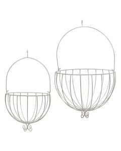 Flower pot holder, set 2 pieces, metal, white