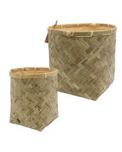 Basket for flowers, set 2 pieces, bamboo, beige