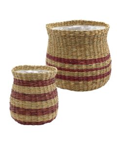 Basket for flowers, set 2 pieces, seagrass, natural/brown
