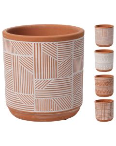 Flower pot, ceramic, terracota, white,  H11 x ø11 cm