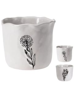 Flower pot, porcelain, white, H13 x ø15 cm