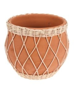 Flower pot, terracotta, rattan, brown, H15.5 x ø20.5 cm
