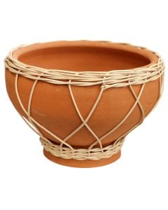 Flower pot, terracotta, rattan, brown, H13.5 x ø18.5 cm