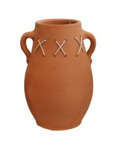 Flower pot, terracotta, rattan, brown, H23 x W17 x D14.5 cm