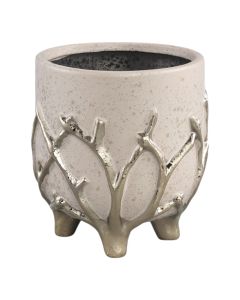 Flower pot, ceramic, cream/silver, 12.5x12.5xH13 cm