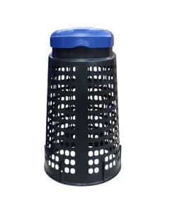 Bin, Eco, in black polypropylene, blue cover, Ø50xH85.5 cm, 110 lt