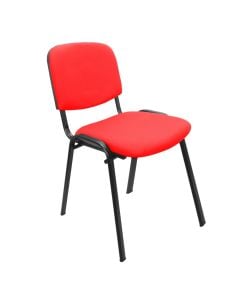 Office chair static, metallic structure, textile fabric, red, 54x58xH81 cm