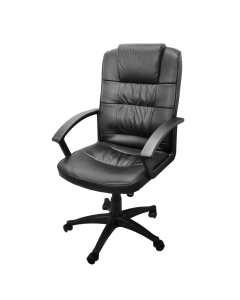 Office chair with casters, plastic structure, PU cover, black, 63x69xH108-118 cm