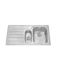 Sink, 2 bowls, left, stainless steel, silver, 100x50xH19 cm