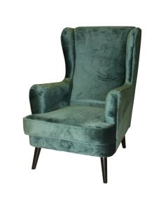 Single sofa, wooden frame, textile upholstery, green, 73x96xH107 cm