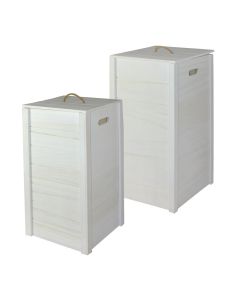 Storage box set of 2 pieces, wooden, white, 36x35xH63 cm; 31x30xH59 cm