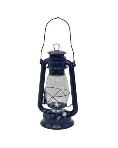 Latern, metallic and glass, blue, 12x17xH31 cm
