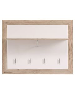 Wall mounted cloth hanger (4 hangers), ASTOR, melamine, oak/white, 93x26xH71 cm