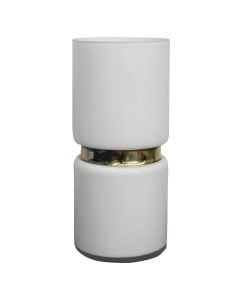Decorative flower vase, glass, white, Ø12 xH27 cm