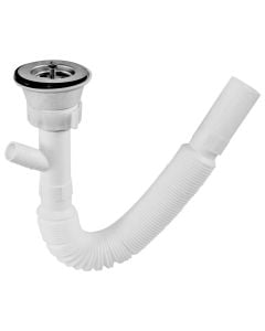 Flexible siphon 1 1/2 + outlet valve with wash mach unit.