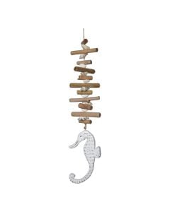Decorative hanger, wooden, blue/white, 10x10 cm