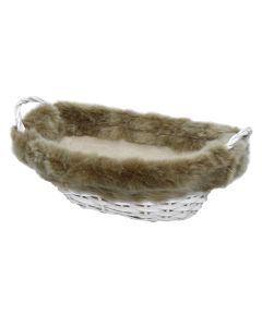 Wicker basket, willow, white, 33x21xH9-12 cm