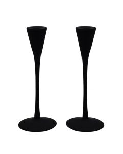 Candle holder, set of 2 pcs, glass, black, Ø10.5 xH27 cm