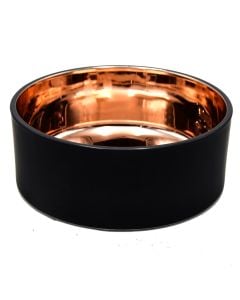 Decorative vase, glass, golden+black, Ø20 xH8 cm