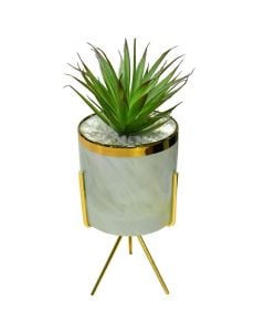 Artificial flower, in pot, plastic, green, Ø10 xH24 cm