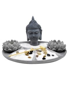 Decorative object, BUDDHA, resin, grey, 16x20xH27 cm