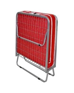 Single portable bed, metallic structure, silver, 81x190xH35 cm