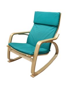 Rocking chair, Rocker, wooden frame (natural), fabric upholstery (green)